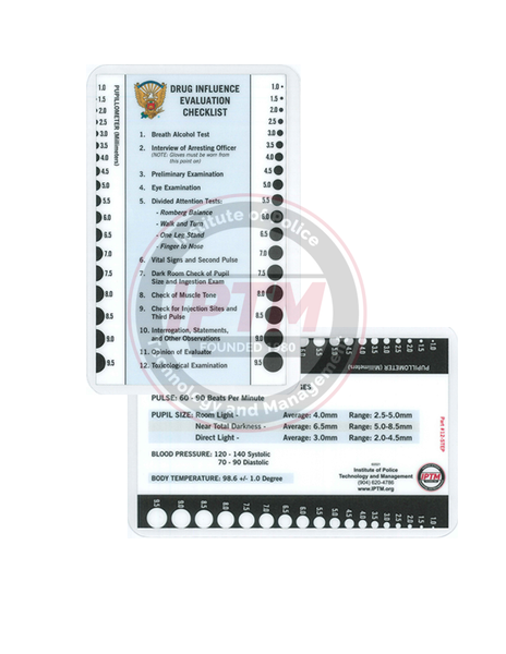 12 Step Drug Influence Evaluation Checklist Card